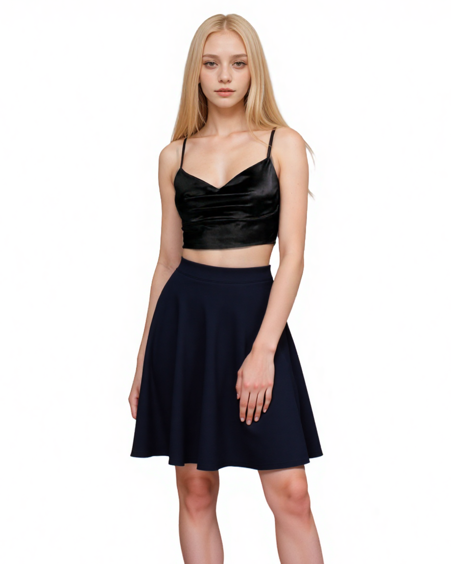 Black Skater Skirt Knee Length Teenage Girls School LACHERE