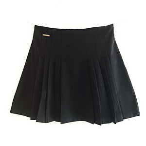 Lachere Black pleated skirts jersey work school business office stretch pleats designer best size 6 8 10 12 14 UK Skirts for Teenage girls and women. Circle Skirts, flippy skirts, A-line Skirts, school skirts, smart casual, School skater skirts, black skater skirt, Black skirts for teenage girls, Girls black skirts, black skirts for school, school uniform skirts. Skirts for work, skirts for college, skirts for sixth form, skirts for uni, casual skirts for teens. Lachere