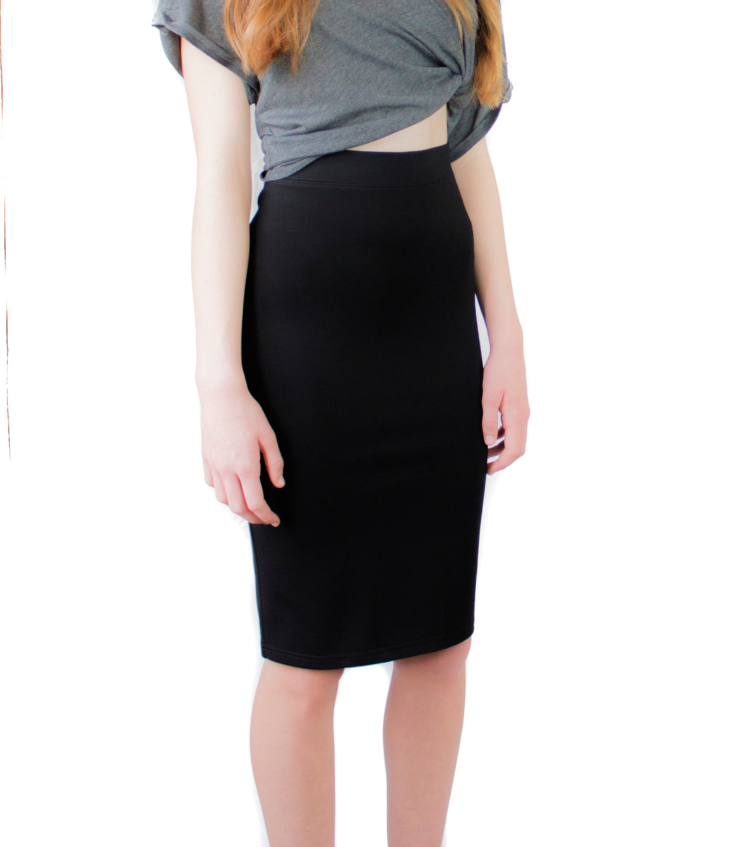 LACHERE Black Tube Skirt Body con Stretch Pencil Midi