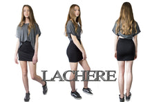 teenage girl in black pencil tube mini skirt LACHERE 
