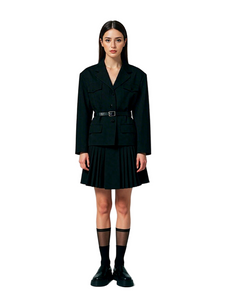 Black Pleated Skirts - Above the Knee Length - Premium Jersey - Kiera