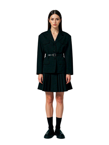 Black Pleated Skirts - Above the Knee Length - Premium Jersey - Kiera