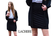 LACHERE Women's Black Skirt - Tube - Pencil - Stretch - Jersey - Above the Knee Length