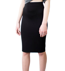 LACHERE Black Stretch Pencil Skirt Knee-Length - LACHERE
