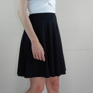 LACHERE Black Skater Skirt Knee Length Jersey - LACHERE