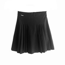 Lachere Black pleated skirts jersey work school business office mini above the knee